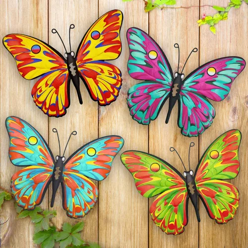 Miniatura 12 de Decoración de Pared de Mariposa de Metal - Arte Decorativo de Pared para Valla Exterior de 9,6", Decoración Colgante para Jardín y Patio, Sala