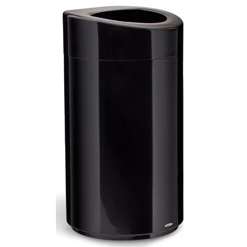 Safco Bote de basura con tapa abierta, 30 galones, de acero inoxidable, contemporáneo, para uso en interiores, color negro