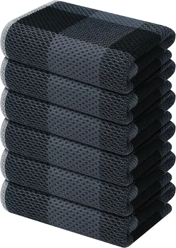 Miniatura 11 de Mordimy Toallas de cocina 100% algodón con tejido de gofre, 13 x 28 pulgadas, paños de cocina súper suaves y absorbentes para secar platos, paquete