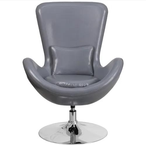 Miniatura 5 de Flash Furniture Egg Series Grey LeatherSoft Silla de recepción lateral Gris Leathersoft