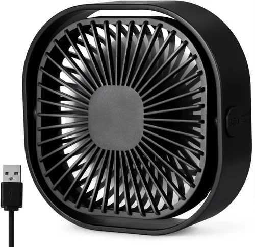 Pequeño ventilador de escritorio USB, mini ventilador de mesa silencioso de 4 pulgadas, ventilador de escritorio portátil de 3 velocidades, pequeño
