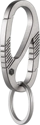 KeyUnity Clip de llavero de mosquetón de titanio, doble puerta de liberación rápida EDC llavero organizador para hombres y mujeres