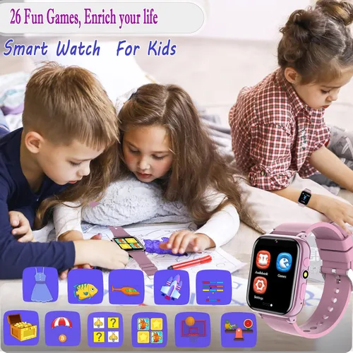 Miniatura 6 de Reloj inteligente para niños, reloj inteligente para niñas y niños con 26 juegos, grabadora de video y reproductor, calendario podómetro, linterna