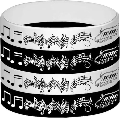 Miniatura 4 de 24 pulseras de silicona con notas de piano - Coro/recuerdos de fiesta musical/premio de música/decoraciones de fiesta de dulces de música