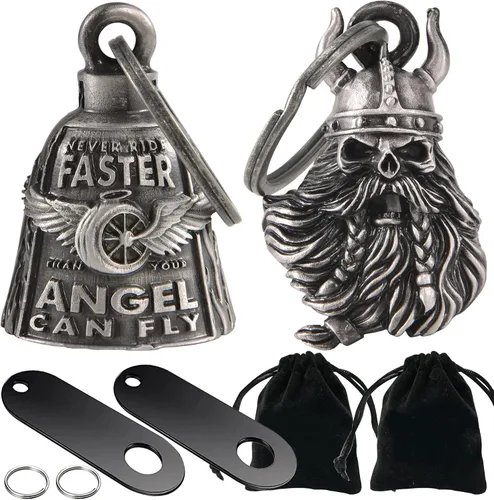 Miniatura 9 de Dream Apparel Paquete de 2 campanas de motocicleta, ángel de la guarda para motociclista, hombres y mujeres, montar con perchas, Drive Away Gremlins