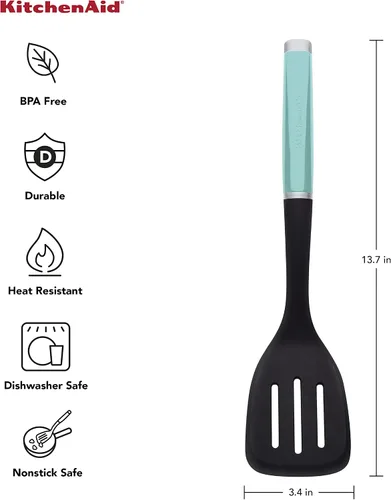 Miniatura 3 de KitchenAid Espátula Ranurada Clásica de Nylon, 13.66 Pulgadas, Aqua Sky