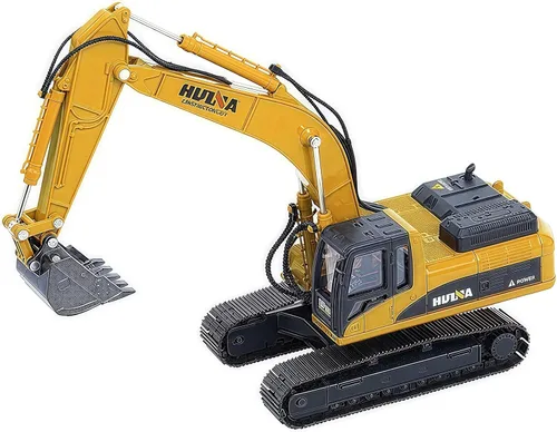 Qcar Excavadora grande para vehículos de construcción, excavadora hidráulica de aleación resistente, escala 1:40, camión de juguete para niños de 8,