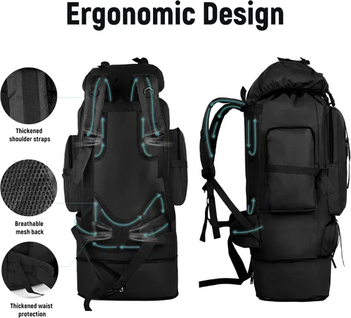 Miniatura 5 de JUMAHE Mochila de Senderismo de 100L para Hombres - Mochila Rucksack Molle Militar Táctica Impermeable Ligera de Camping Paquete de Asalto de 3 Días