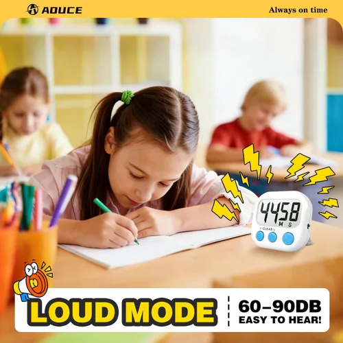 Miniatura 5 de Temporizadores de aula para profesores y niños, temporizador digital magnético grande, suministros para profesores, paquete de 2, azul y blanco Azul