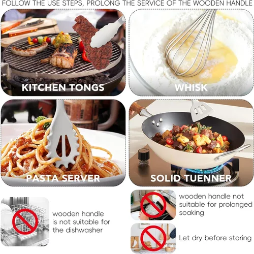 Miniatura 5 de Juego de utensilios de cocina de 12 piezas, juego de utensilios de cocina de silicona resistente al calor de 446 °F, juego de utensilios de cocina