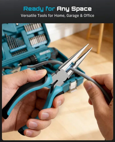 Miniatura 13 de Seesii - Kit de herramientas con taladro inalámbrico de 21V - Juego de herramientas eléctricas de 190 piezas, kit de herramientas manuales con caja