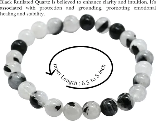 Miniatura 330 de Amazing Gemstone Pulsera de cristal para mujeres y hombres, pulsera de cristal curativo de protección, pulsera elástica con cuentas de piedras