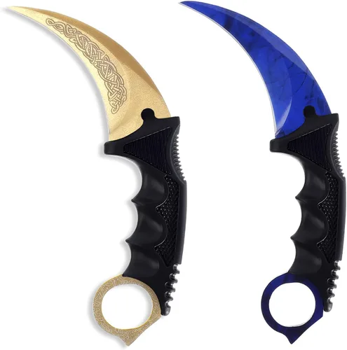 Miniatura 9 de Karambit - Cuchillo táctico de hoja fija, 2 piezas de acero inoxidable para exteriores, cuchillo de caza con funda y cable, adecuado