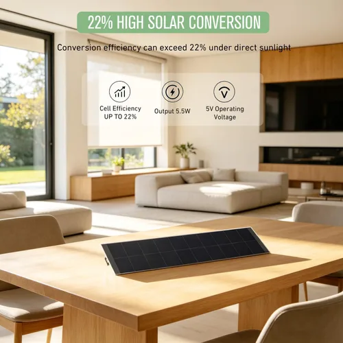 Miniatura 3 de Panel de carga solar para persianas con interfaz USB 2.0, 5V 5W para persianas enrollables motorizadas solo para uso en interiores, compatible