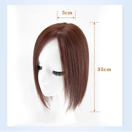 Miniatura 5 de Base de seda recta Cabello humano Topper de una pieza parte lateral parte frontal cierre con clips (7.9 in/parte izquierda negro)
