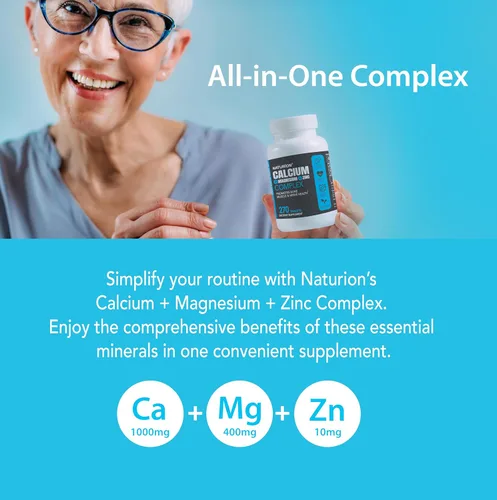 Miniatura 5 de Suplemento de calcio y magnesio y zinc, complejo 3 en 1 con 1000 mg de calcio, 500 mg de magnesio, 10 mg de zinc, apoyo óseo, muscular e