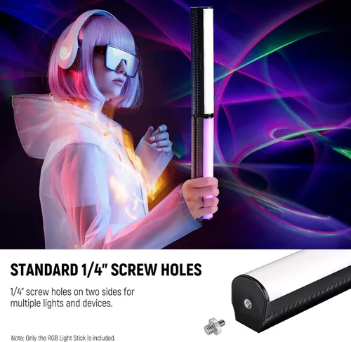 Miniatura 8 de NEEWER Varita de Luz RGB, Luz de Video de Fotografía Magnética de Mano, Barra de Luz de Tubo LED de Color Completo Atenuable 2500K~8500K CRI95+