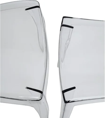 Miniatura 5 de Fohfurniture Juego de 8 32 sillas fantasmas transparentes grandes color humo de 20 pulgadas, sillas de comedor acrílicas apilables grises, sillas