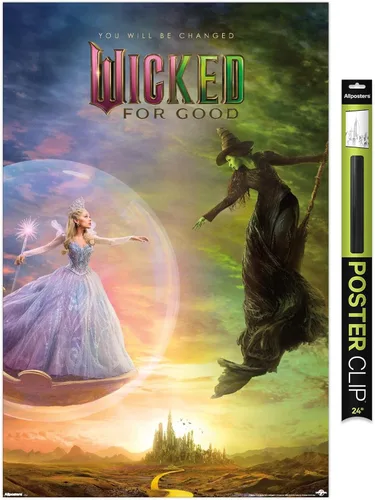 Miniatura 12 de Wicked: For Good (2025) - Póster de pared de una hoja de burbujas, 22.4 pulgadas de largo x 14.7 pulgadas de ancho, versión enmarcada de madera