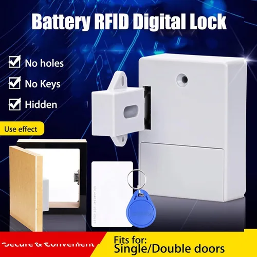 Miniatura 2 de Sensor de tarjeta IC con batería, cerradura digital para gabinete, cerradura de cajón, cerradura inteligente para gabinete, sin llave, cerradura