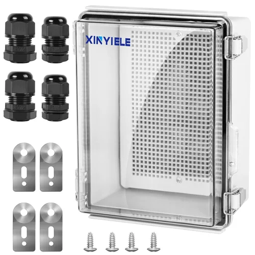 Miniatura 15 de Caja de conexiones de plástico ABS impermeable para proyectos al aire libre, IP67, resistente a la intemperie, a prueba de polvo con cubierta