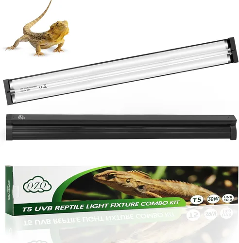 Miniatura 12 de QZQ T5 UVB - Kit combinado de luces para reptiles de 8 W, luz UVB para reptiles con salida UVB conmutable 5.0 y 10.0, lámpara de campana de terrario