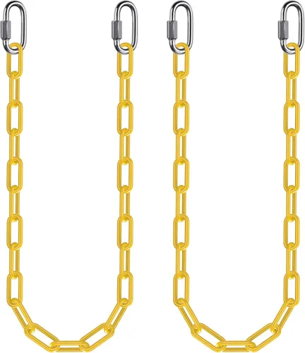 Miniatura 8 de 2 cadenas de columpio de 100 pulgadas con mosquetones, capacidad de 1000 libras, cadenas colgantes recubiertas resistentes, cadenas colgantes