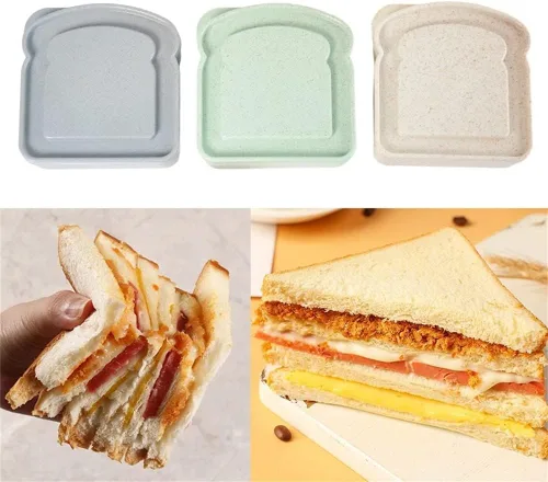 Miniatura 7 de NADUSEP Contenedores para sándwich, 2 unidades, caja de sándwiches, almacenamiento de alimentos, soporte en forma de tostada, de plástico