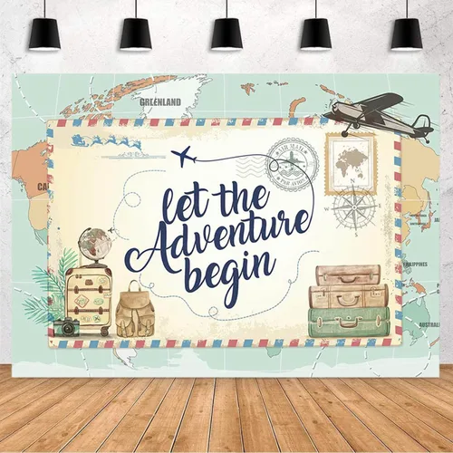 Miniatura 5 de Let The Adventure Begin - Telones de fondo fotográficos Adventure Awaits Baby Shower Decoración de fiesta de cumpleaños, 1er cumpleaños, fiesta