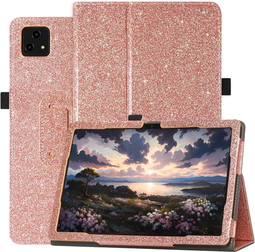 Miniatura 7 de Funda para tablet T-Mobile Revvl Tab 5G - Funda de piel sintética con soporte para lápices, color negro