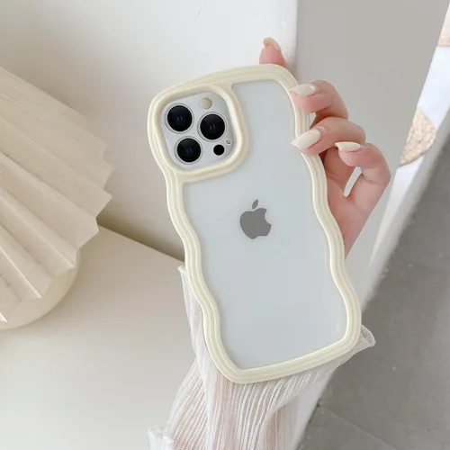Miniatura 35 de QLTYPRI Funda compatible con iPhone 7/8/SE, bonita funda transparente con marco ondulado rizado para niñas y mujeres, funda protectora de TPU