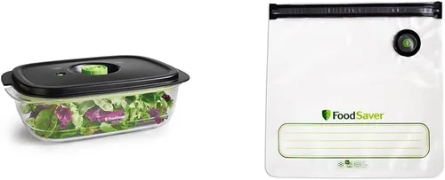 FOODSAVER 2129973 Preserve & Marinate Sellado al vacío de 10 tazas - Contenedor y bolsas reutilizables con cremallera al vacío de un galón, para uso