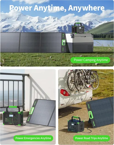 Miniatura 7 de EBL Panel solar portátil de 200W para estación de energía, panel solar plegable impermeable IP65 con conector de salida MC-4 Anderson para RV, Verde