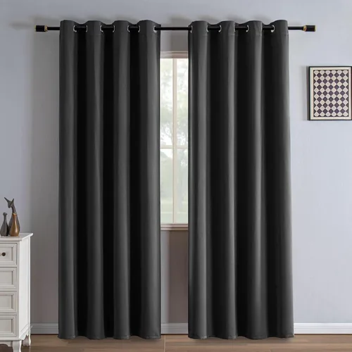 Miniatura 99 de IGEMAEVE Cortinas 100% opacas de 108 pulgadas de largo para dormitorio, juego de 2 paneles de cortinas opacas con bolsillo para barra y pestaña