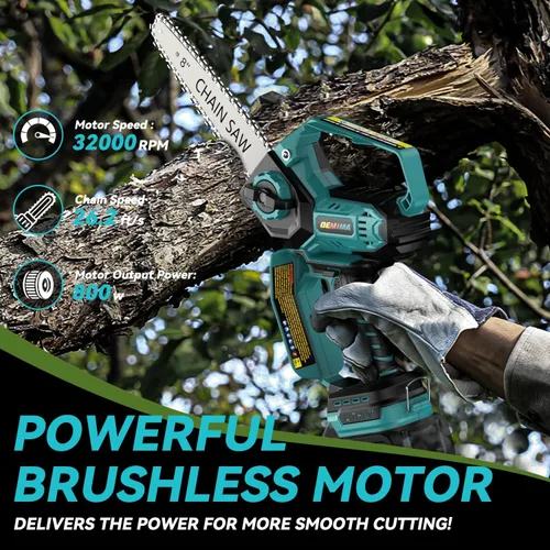 Miniatura 2 de Mini motosierra para batería Makita de 18 V, motosierra eléctrica inalámbrica 2 en 1 de 8 y 6 pulgadas con motor sin escobillas y engrasador