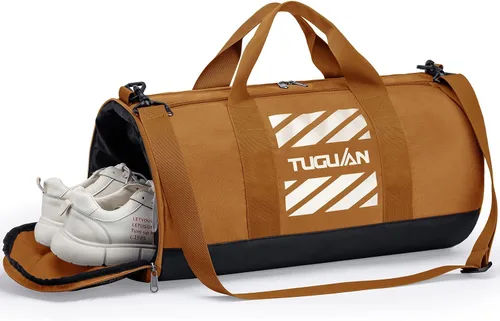 Miniatura 8 de TUGUAN Bolsas de gimnasio para hombres y mujeres, bolsa de gimnasio con bolsillo húmedo y compartimento para zapatos, bolsa de lona para hombres