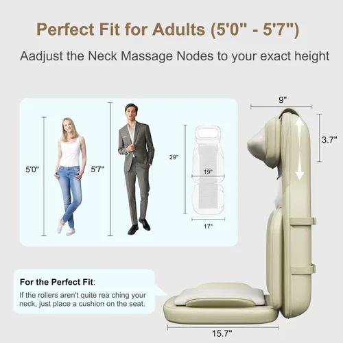 Miniatura 5 de Rainwolf Almohada Masajeadora Shiatsu para Cuello y Espalda con Calor - Cojín Masajeador de Tejido Profundo 4D para Alivio de la Tensión, Intensidad