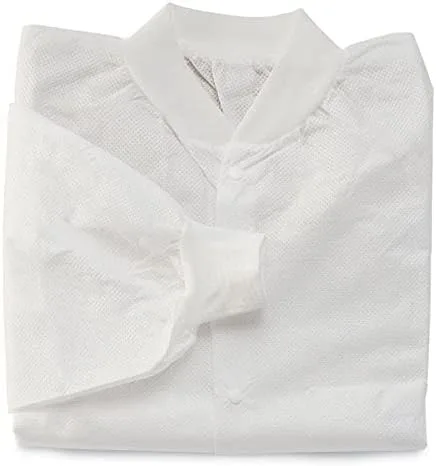 Miniatura 7 de Medical Nation Paquete de 10 abrigos de laboratorio desechables Abrigo de laboratorio duradero de 1.76 oz SMS hasta la rodilla, reutilizable