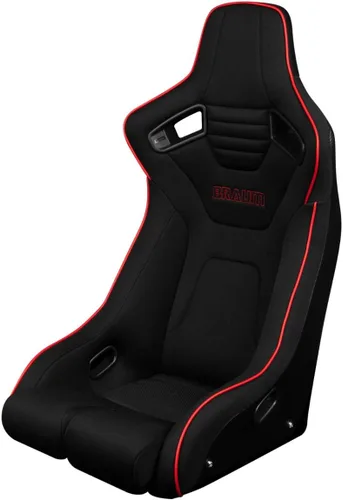 Miniatura 3 de Braum Serie Elite-R Asientos de carreras – Asiento de cubo fijo con respaldo de fibra de carbono – Tela negra y tubería + Montaje inferior