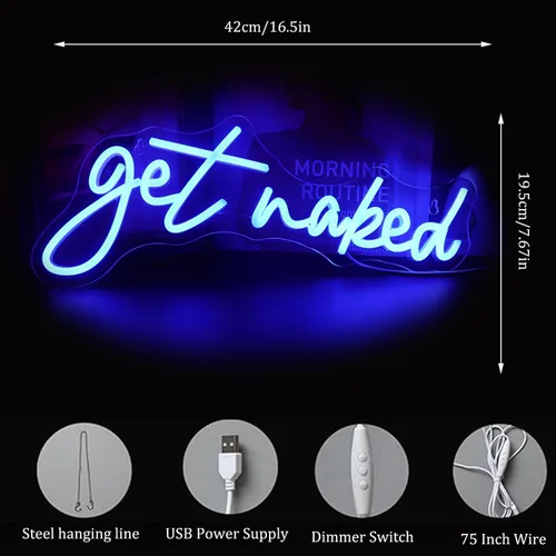 Miniatura 6 de QiaoFei Letrero LED de neón con texto en inglés «Get Nake», luces de neón alimentadas por USB, para habitación, hogar, bar, decoración de pared