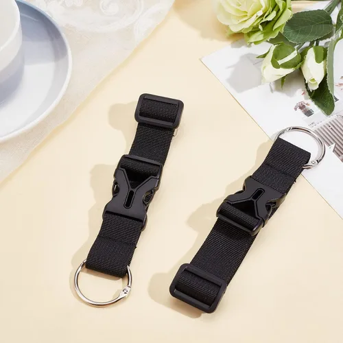 Miniatura 6 de GORGECRAFT 2 correas de equipaje para abrigo, chaqueta, soporte para maleta, clip de cinturón, gancho de anillo de gancho negro ajustable