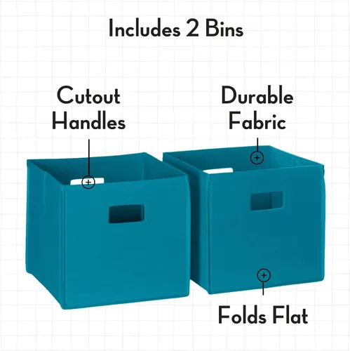 Miniatura 6 de RiverRidge Book-Nook Tower - Estantería para niños y organizador de almacenamiento de juguetes con 3 cubículos, 2 cubos de almacenamiento plegables