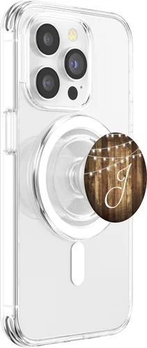 Miniatura 3 de J Monogram Letra rústica de grano de madera con nombre inicial PopSockets MagSafe PopGrip para iPhone