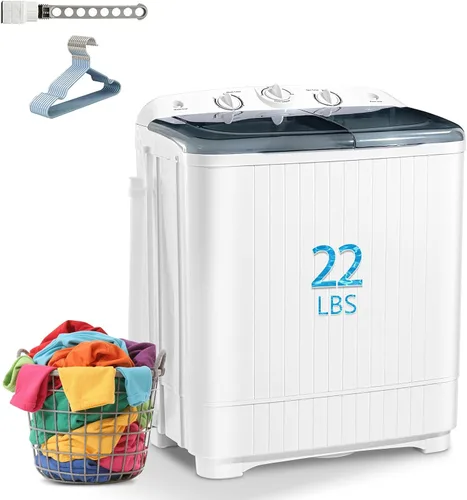 Miniatura 9 de Lavadora portátil de 17 libras con 10 programas de lavado, 2.2 pies cúbicos de lavadora automática completa y giratoria, lavadora giratoria compacta