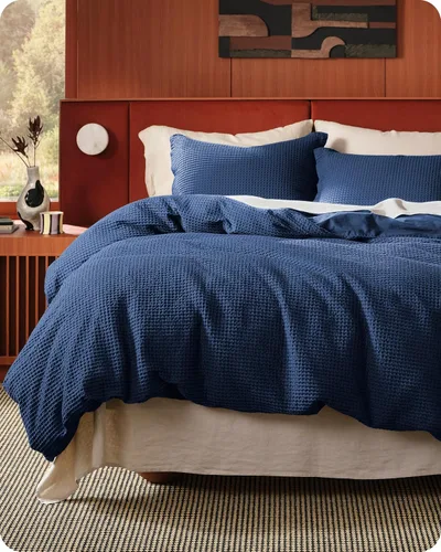 Miniatura 13 de Bedsure - Funda de edredón de algodón tamaño King - 100% algodón de tejido gofre color verde bosque, juego de ropa de cama GentleSoft™ transpirable