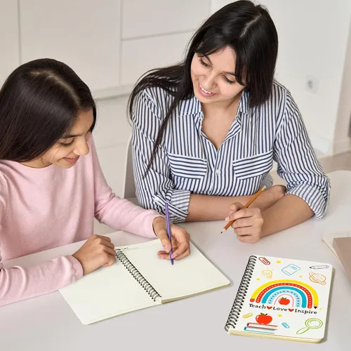 Miniatura 6 de Xqumoi - Paquete de 2 cuadernos espiral A5 para maestros, cuadernos de trabajo con líneas para enseñanza, diarios de escritura, suministros