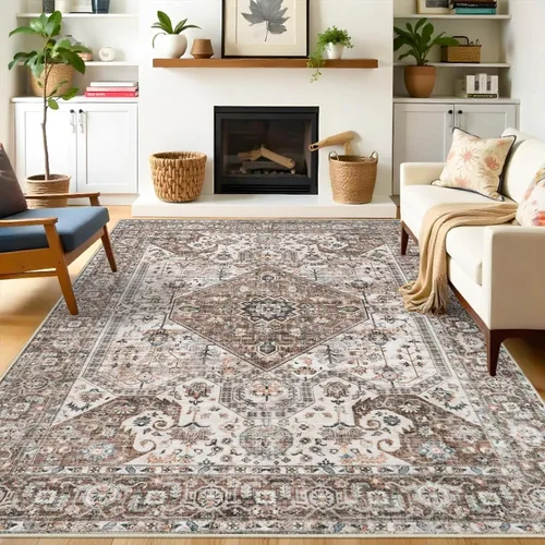 Miniatura 16 de Alfombra lavable de 2 x 3 pies para entrada: alfombras vintage con respaldo antideslizante para cocina, baño, alfombra resistente al agua