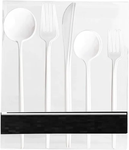 Miniatura 7 de Juego de cubiertos modernos de plástico PLASTICPRO (negro, 40 piezas)