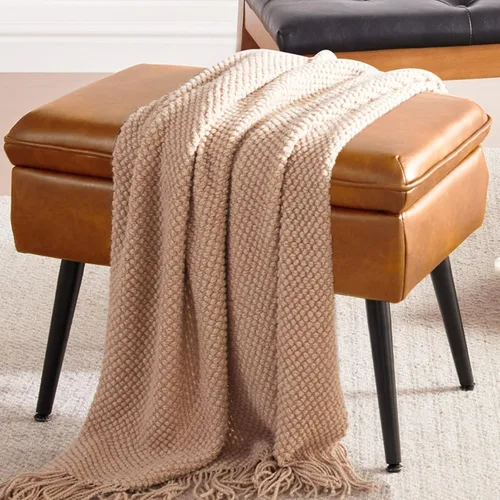 Otomana de Almacenamiento Tapizada con Asiento Acolchado, Taburete de Tocador Capitoné con Patas de Metal, Taburete Decorativo, Cuero Sintético,