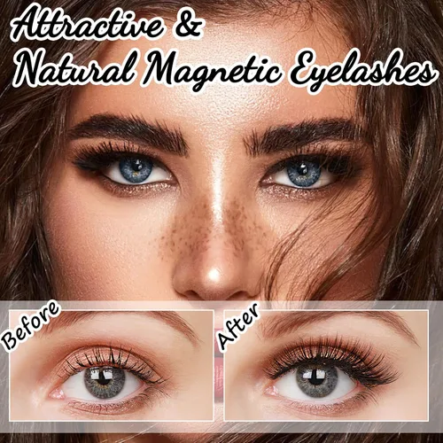 Miniatura 4 de [10 pares] Kit de pestañas magnéticas y delineador de ojos, pestañas magnéticas reutilizables con delineador de ojos y pinzas, pestañas postizas